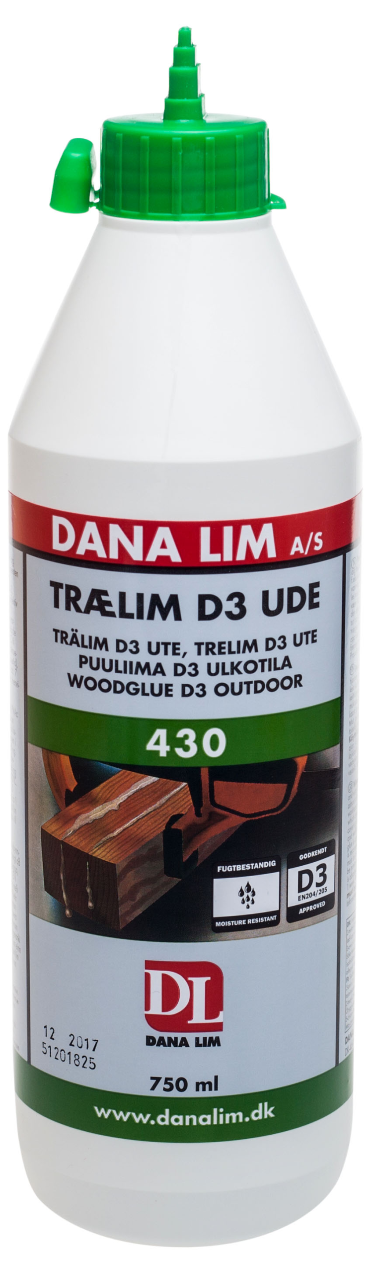 Danalim kosteudenkestävä puuliima 750ml D3 430